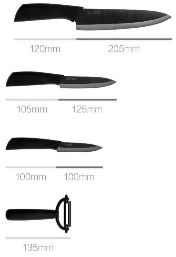 Набір ножів Huo Hou Nano Ceramic Knifes Black