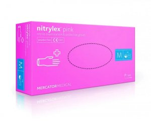Перчатки нитриловые Nitrylex pink, размер M (7-8), 50 пар.