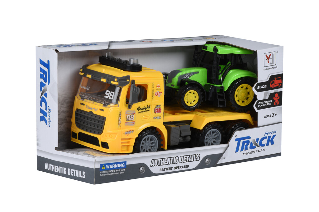 Машинка інерційна Same Toy Truck Тягач (жовтий) з трактором зі світлом і звуком