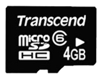 Карта памяти Transcend microSDHC 4GB Class 6 no adapter