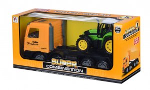 Машинка инерционная Same Toy Super Combination Тягач желтый с трактором