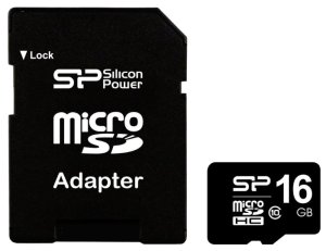 Карта памяти Silicon Power microSDHC 16GB card Class 10 adapter