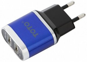 Зарядное устройство TOTO TZV-41 Led Travel charger 2USB 2,1 A Blue