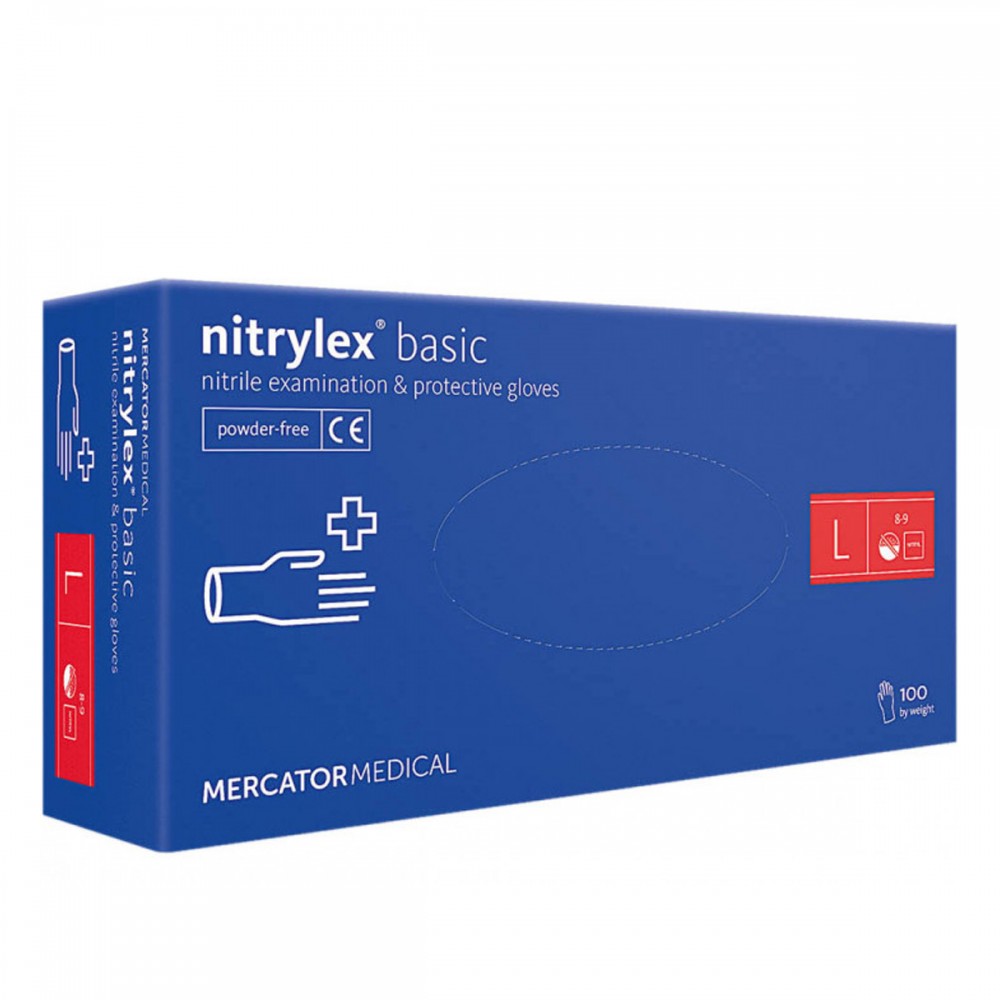 Рукавички нітрилові Nitrylex basic, розмір L (8-9), 50 пар,dark blue