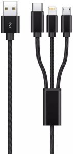 Кабель Proove Triple Connection 3 in 1 Type-C + Micro USB + Lightning (1,2m) black (CCTC20001501)