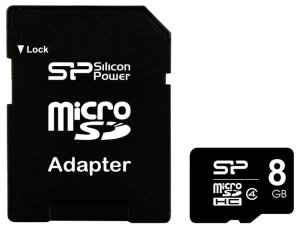 Карта памяти Silicon Power microSDHC card 8GB Class 4 adapter