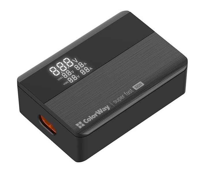 Зарядное устройство ColorWay Power Delivery GaN (2USB-A+2USB TYPE-C) 100W черный (CW-CHS041PD-BK)