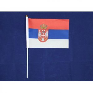 Флажок Сербии 14х21см на пластиковом флагштоке