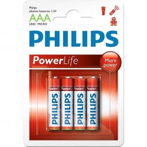 Батарейка Philips Power Alkaline AAA BLI 4 (LR03P4B)