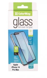 Защитное стекло ColorWay FC 9H glue Apple iPhone 14 Pro Max black