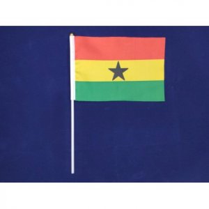 Флажок Ганы 14х21см на пластиковом флагштоке