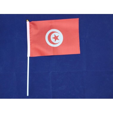 Прапорець Тунісу 14х21см на пластиковому флагштоку