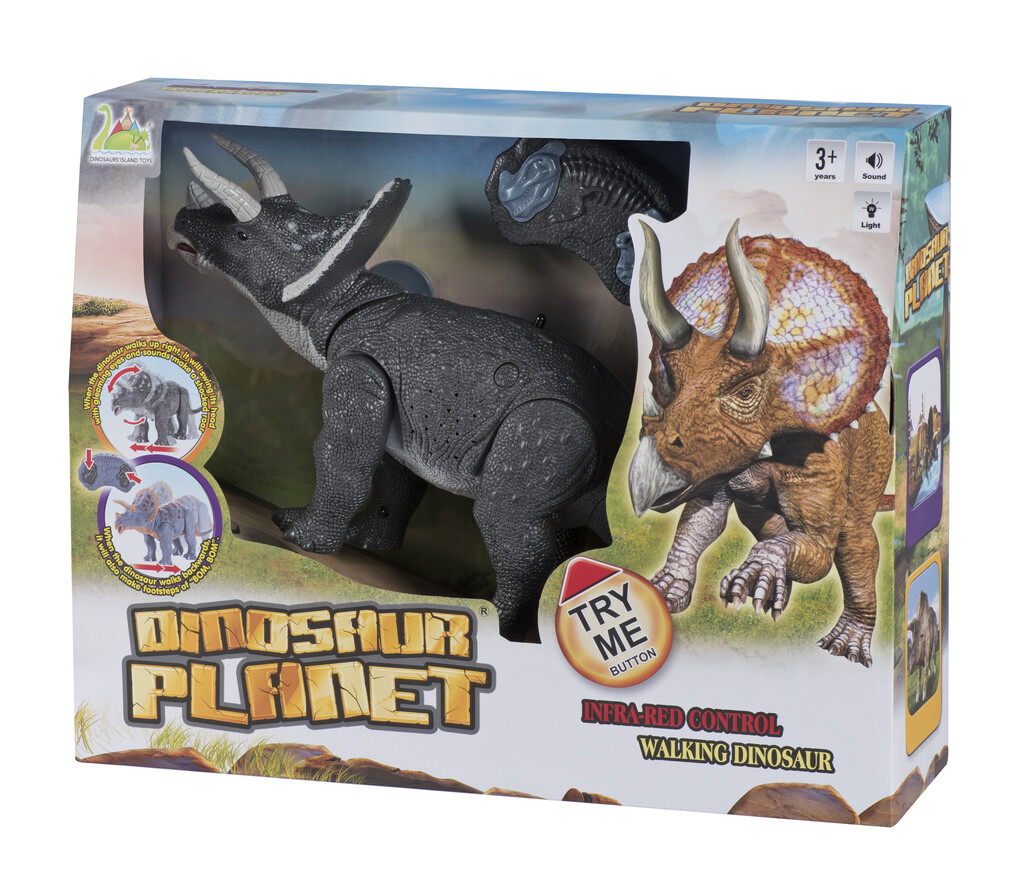 Динозавр Same Toy сірий зі світлом і звуком (Трицератопс)