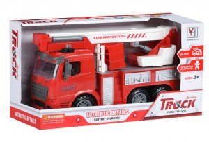 Машинка инерционная Same Toy Truck Пожарная машина с подъемным краном со светом и звуком